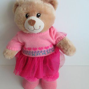 Build a Bear Workshop Pink Fair Isle Dress Boots Beige Bear Plush Stuffed Animal
